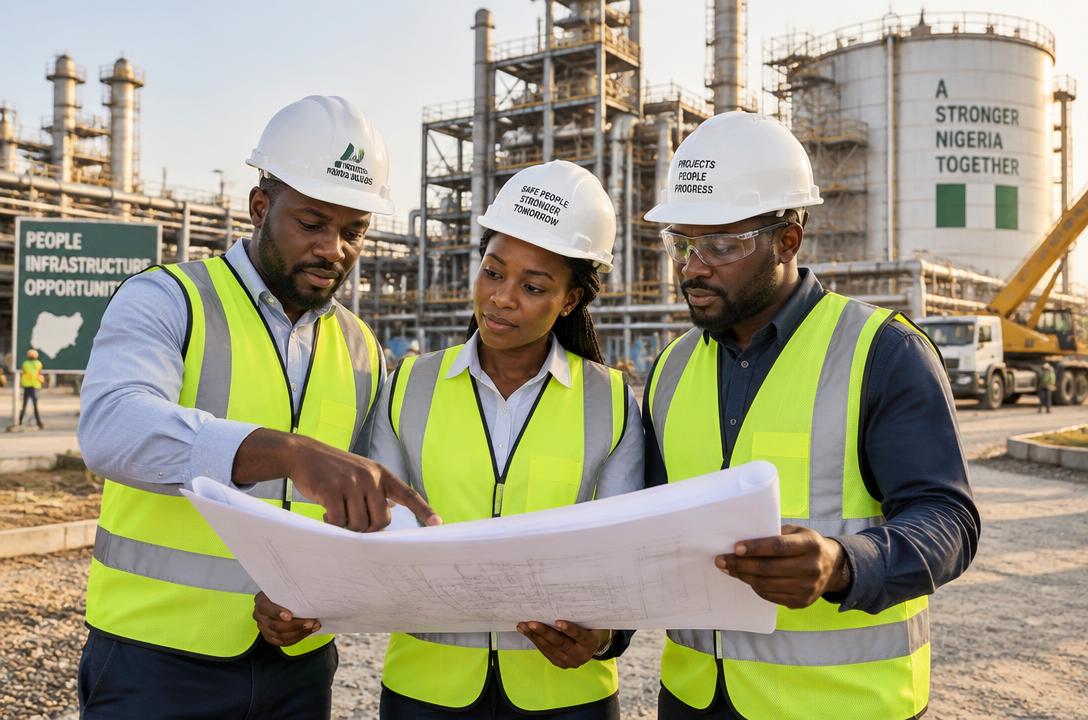 Team of mining professionals on site